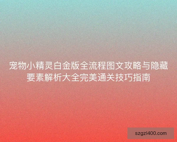 宠物小精灵白金版全流程图文攻略与隐藏要素解析大全完美通关技巧指南