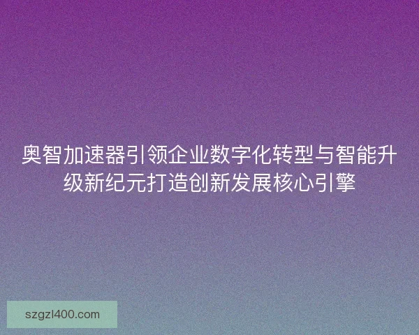 奥智加速器引领企业数字化转型与智能升级新纪元打造创新发展核心引擎