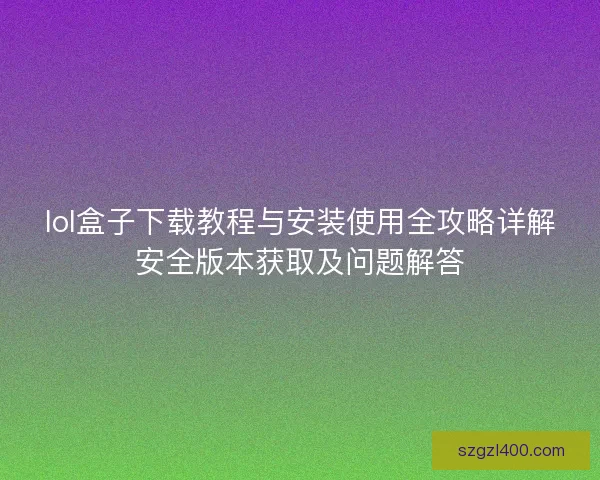lol盒子下载教程与安装使用全攻略详解安全版本获取及问题解答