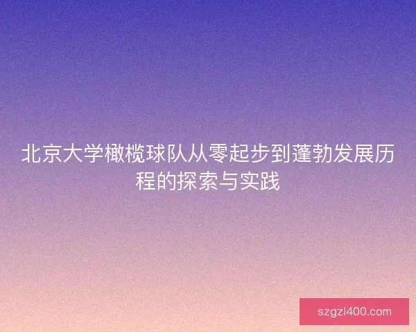 北京大学橄榄球队从零起步到蓬勃发展历程的探索与实践