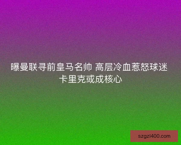 曝曼联寻前皇马名帅 高层冷血惹怒球迷 卡里克或成核心
