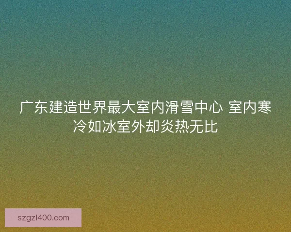 广东建造世界最大室内滑雪中心 室内寒冷如冰室外却炎热无比